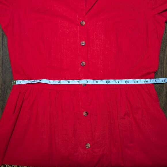 Joanie Red Santo Button-Down Tea Dress - Picture 10 of 12